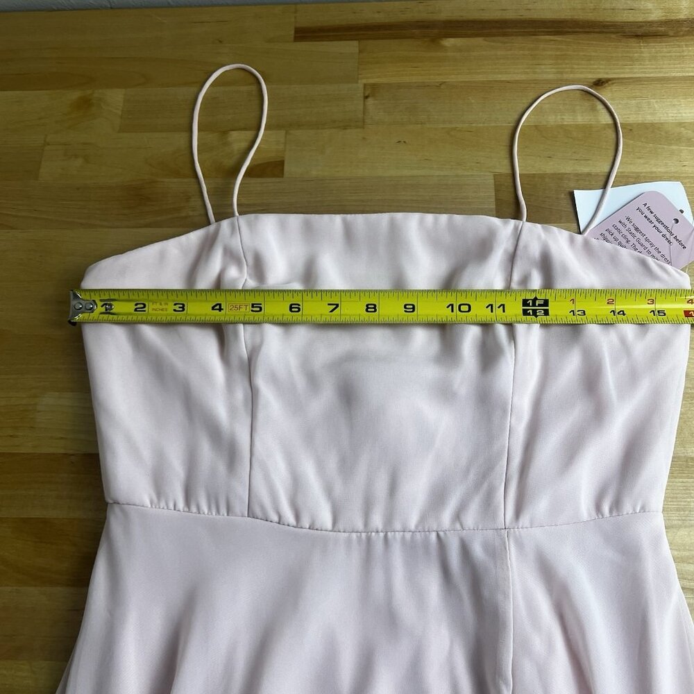 Lovely LB012 Size 4 Lux Chiffon Elliot Maxi Dress Square Neck Blush Pink - Picture 11 of 13